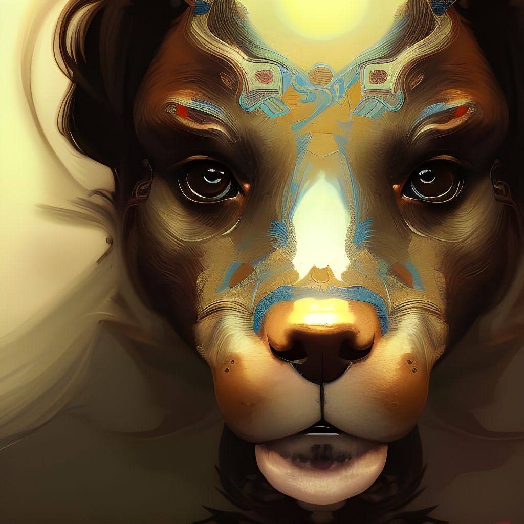 Dog Goddess Portrait in Hyperdetailed Style