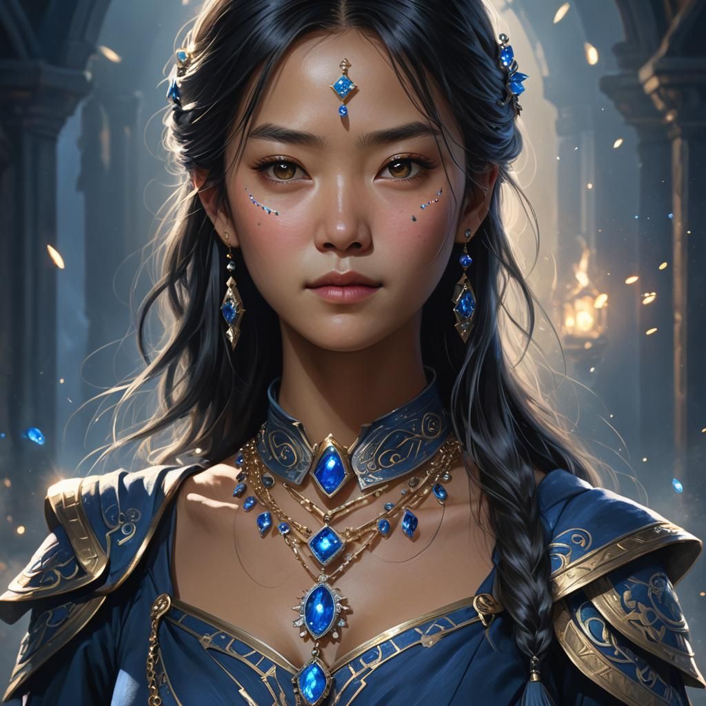 Cho Chang Ravenclaw Portrait with Glowing Runes