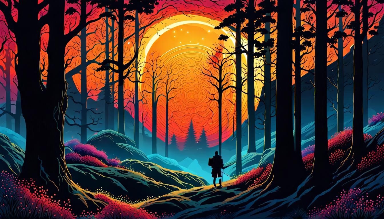 Eerie Forest: Sci-Fi Fantasy Statue Discovery