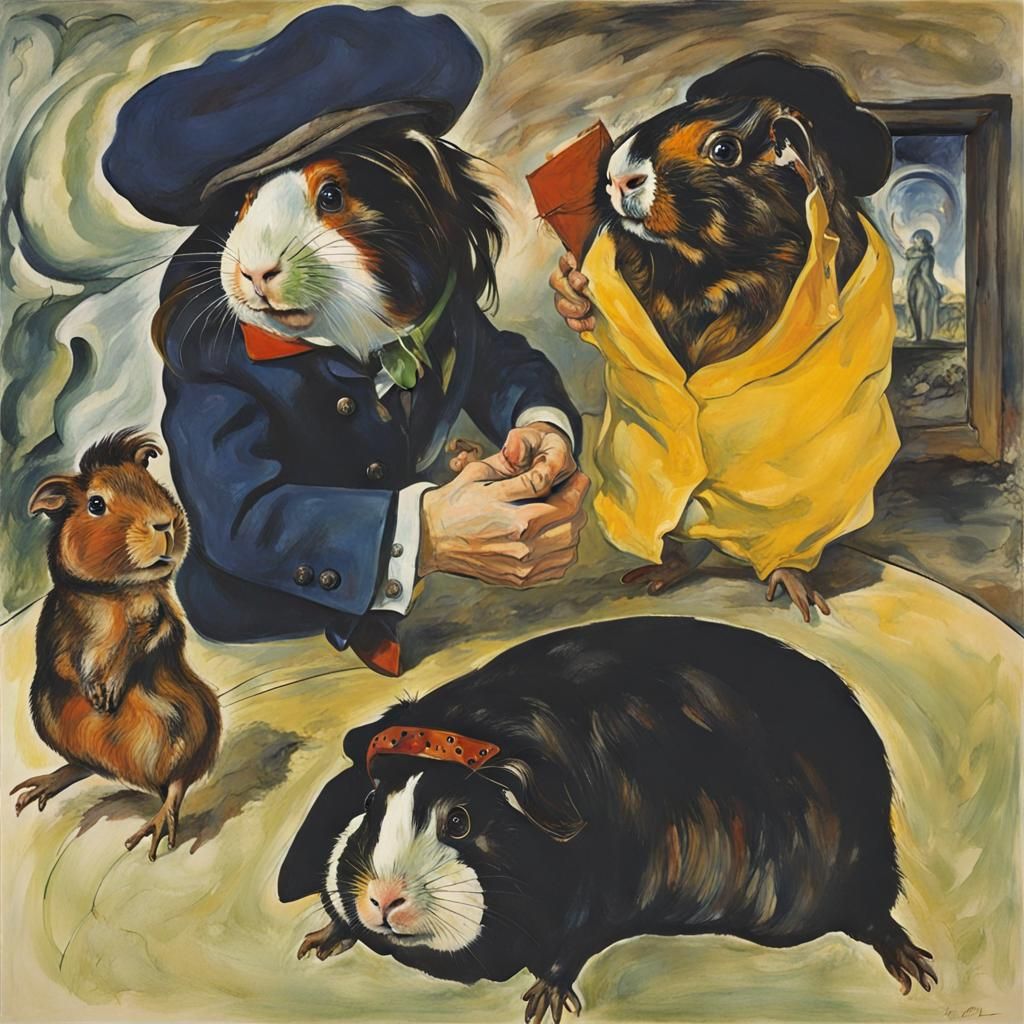 Guinea Pig Rock Star: Kokoschka and Dali Style