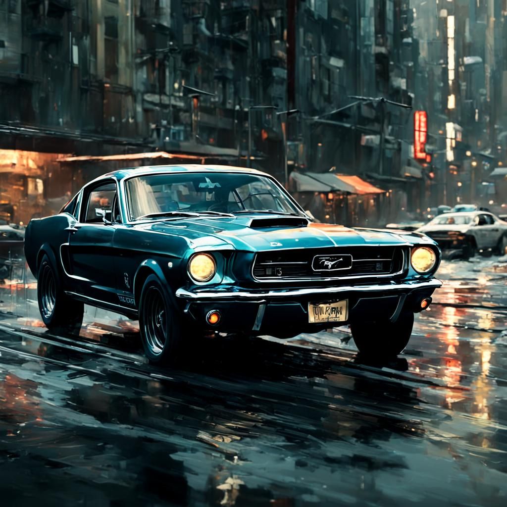 Eleanor Mustang Skidding Away, Matte Painting Concept Art