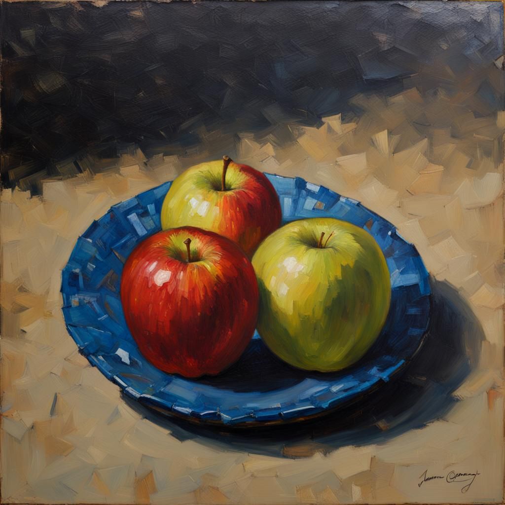 Apple Fruit in Oil Painting Style