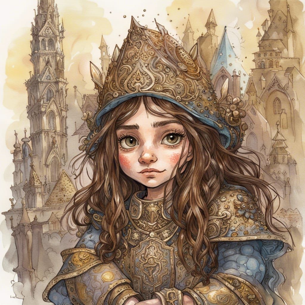 Gnome Paladin Portrait in Ornate Fantasy Style