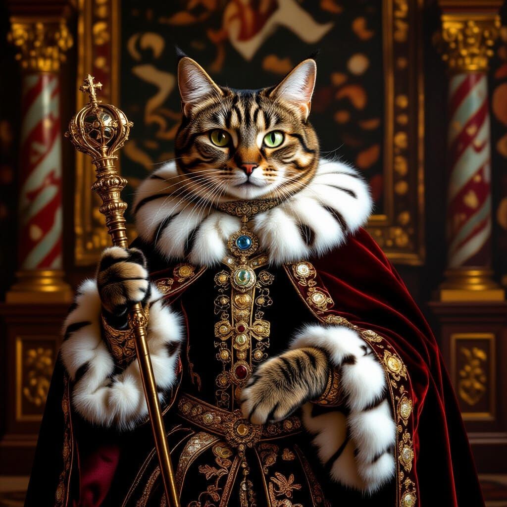 Renaissance Cat Portrait in the Style of Old Masters
