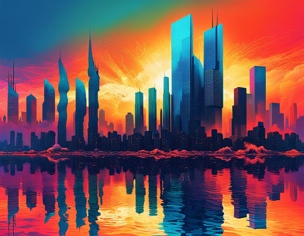 Futuristic Abstract Cityscape in Beksiński Style