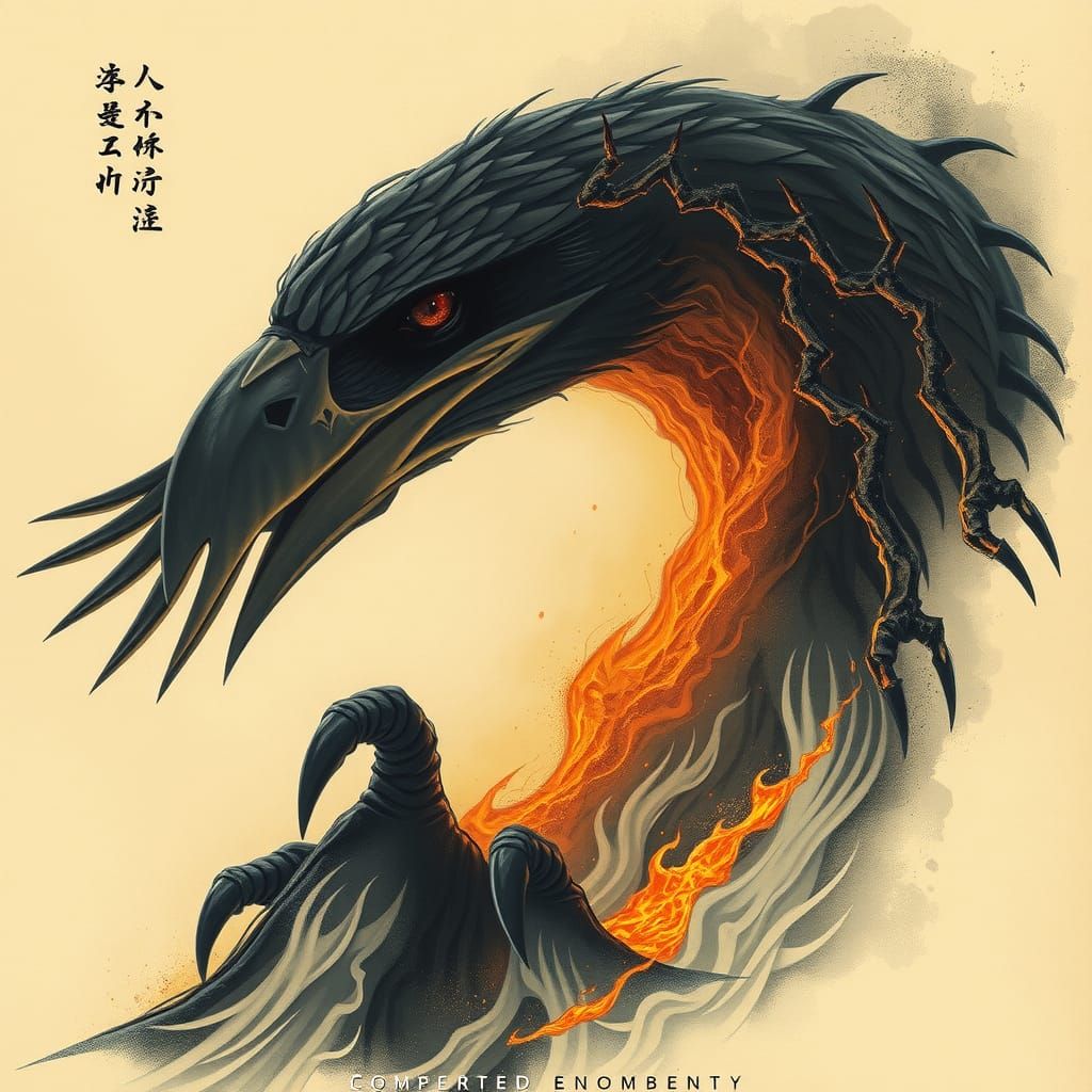 Menacing Bird with Fiery Eyes