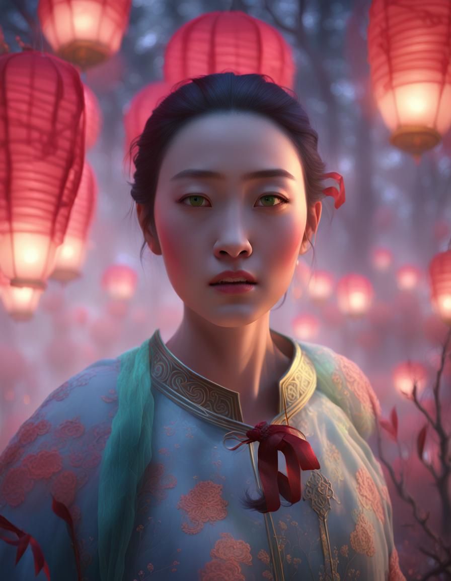 Mystical Forest Woman in 3D Donghua Style