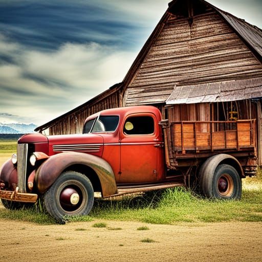 AI Generates Image of Several Old Trucks