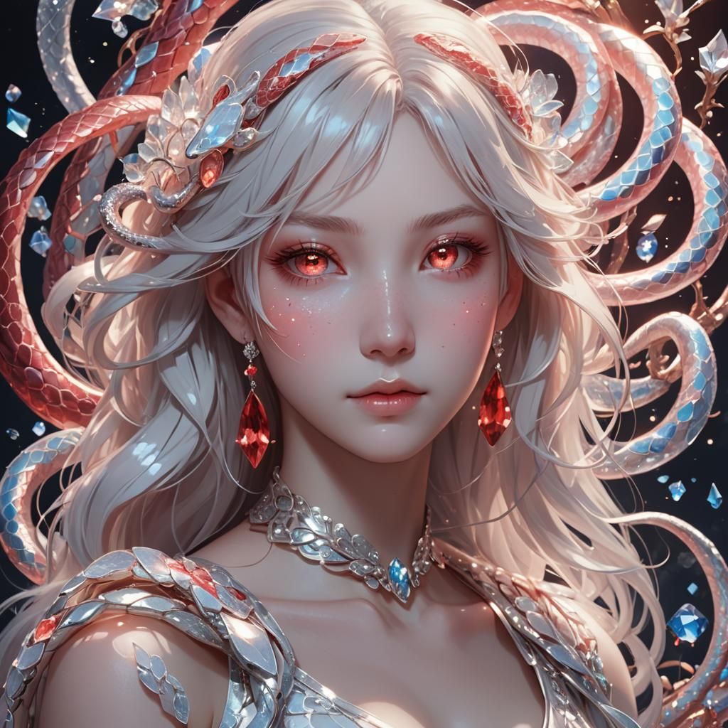 Icy red crystal snake Queen