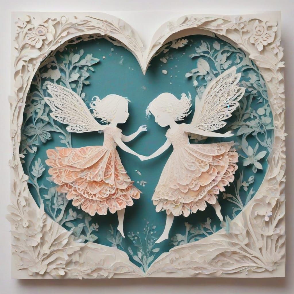 Whimsical Heart-Shaped Valentine's Day Card in Delicate Pape...