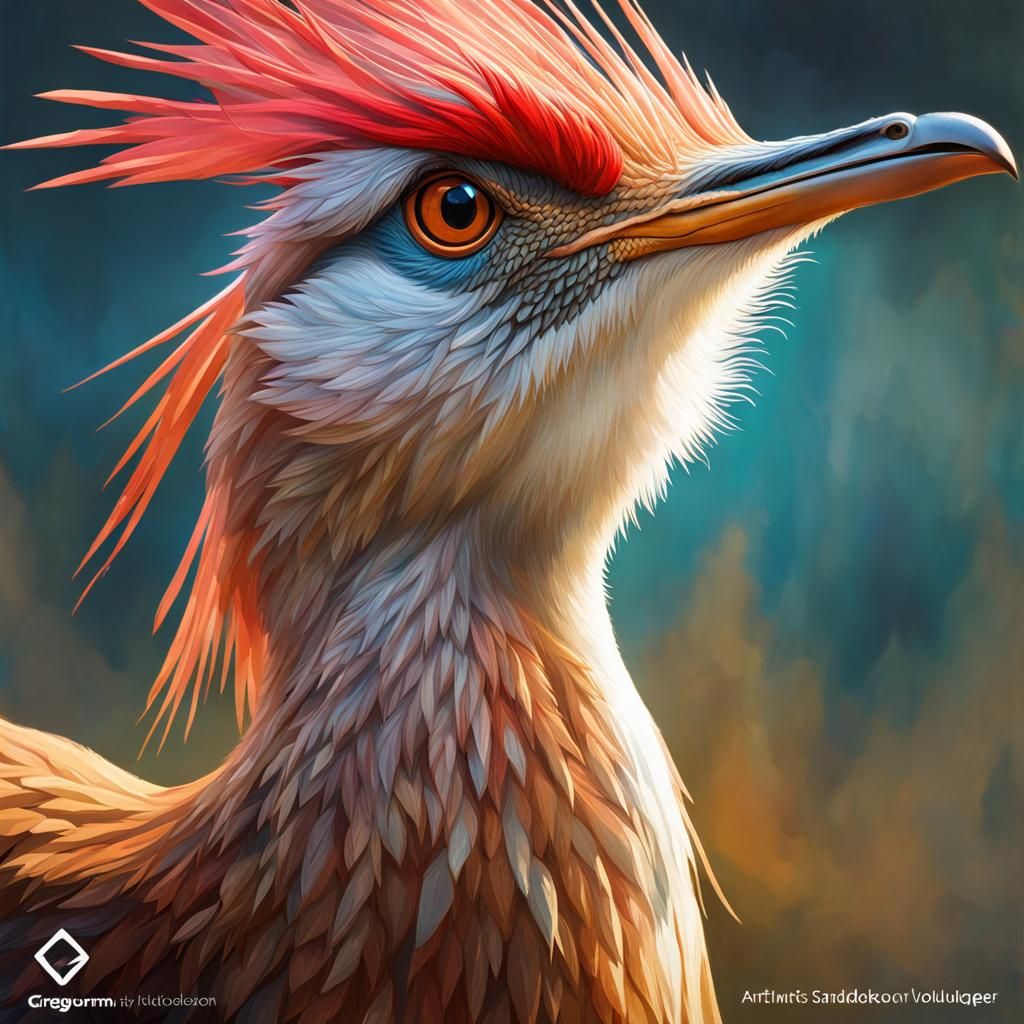 Expressionist Sarus Crane Portrait in Digital Art Style