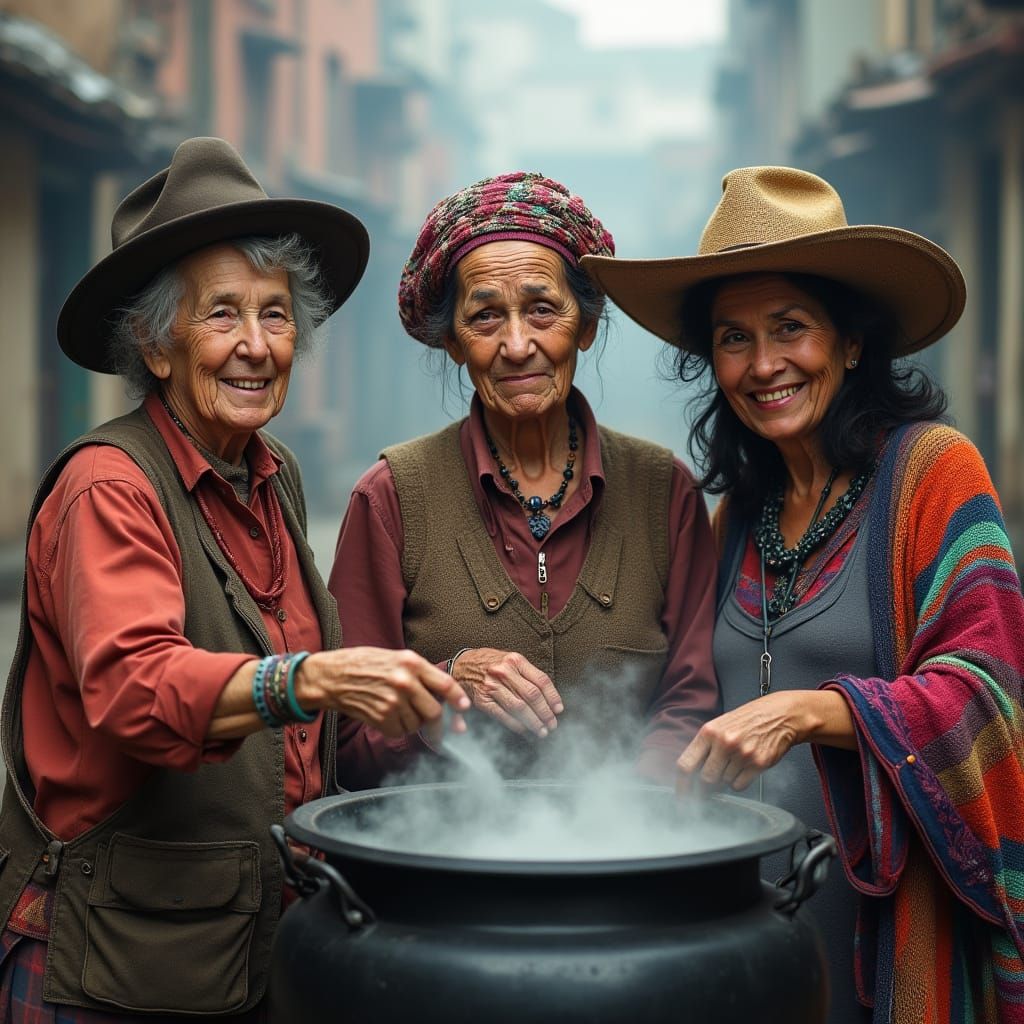 Contemporary Shamans in Urban Wasteland, Hyper-Realistic