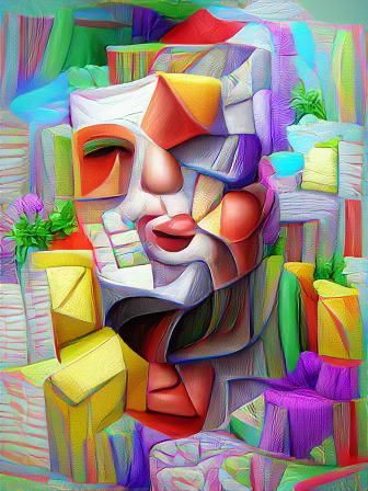 Vibrant Block Cubist 3D Portrait