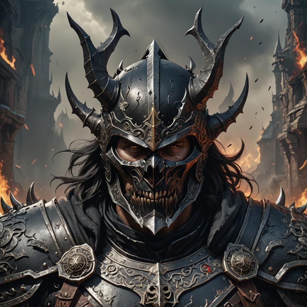 Evil Male Fighter Portrait in Detailed Matte Style