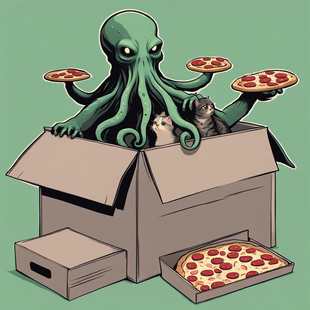 Cthulhu Delivers Pizza to Kittens