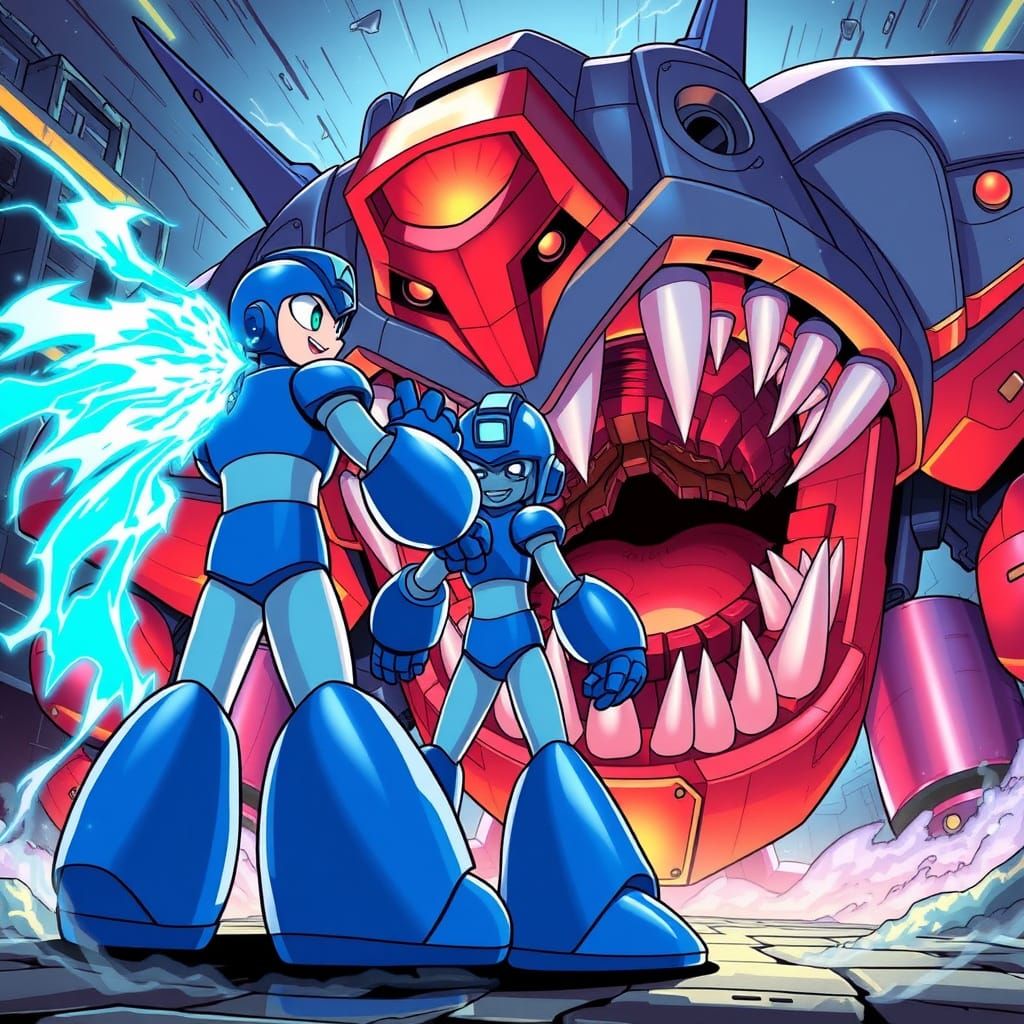 Mega Man Unleashes Plasma Fury Against Wily Machine