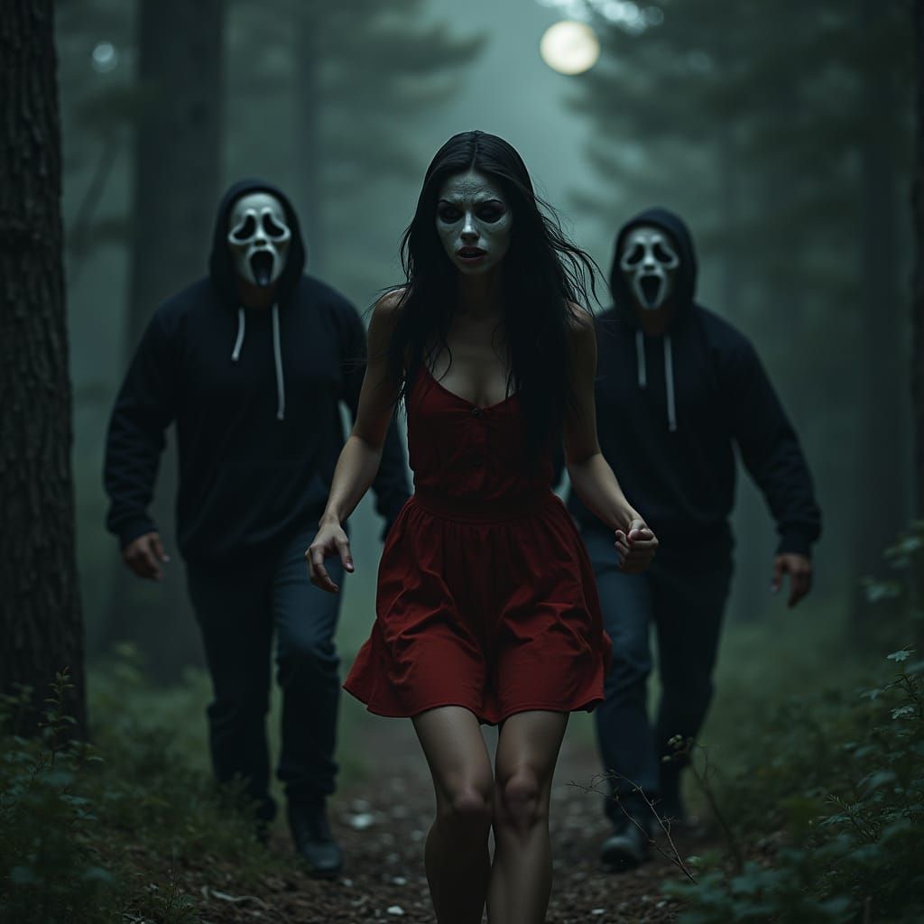 Ethereal Fear in Dark Forest Landscape