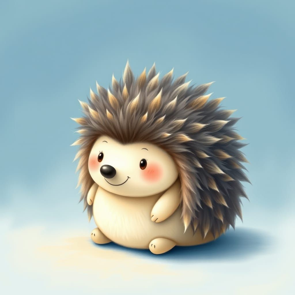 Whimsical Hedgehog Friend in Watercolor Style