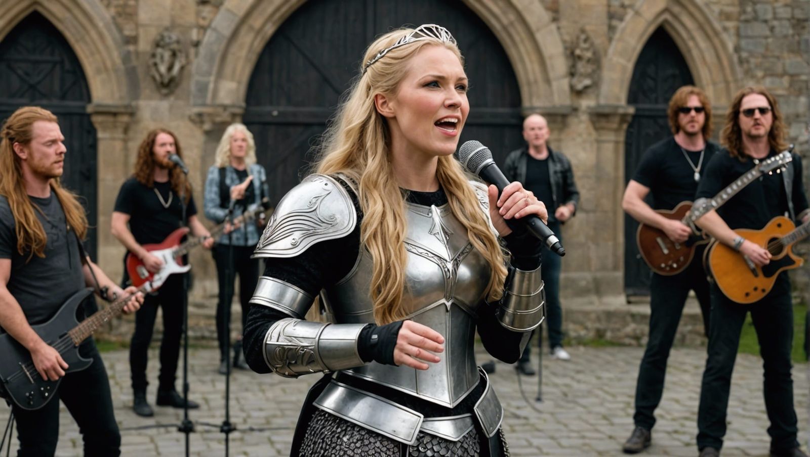 Swedish Valkyrie Singer in Castle Courtyard
