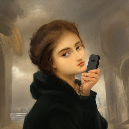 Woman in Ruins: A Romanticism-Inspired Oil Painting