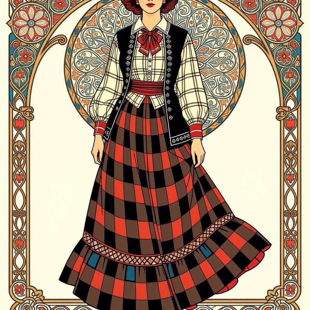 Woman in Plaid: Art Nouveau Fashion