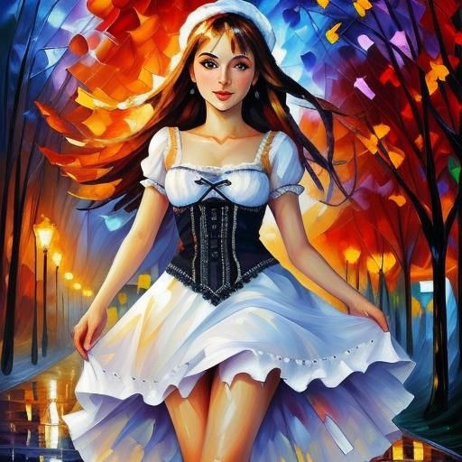 Ukrainian Girl with Embroidery in Impressionist Style