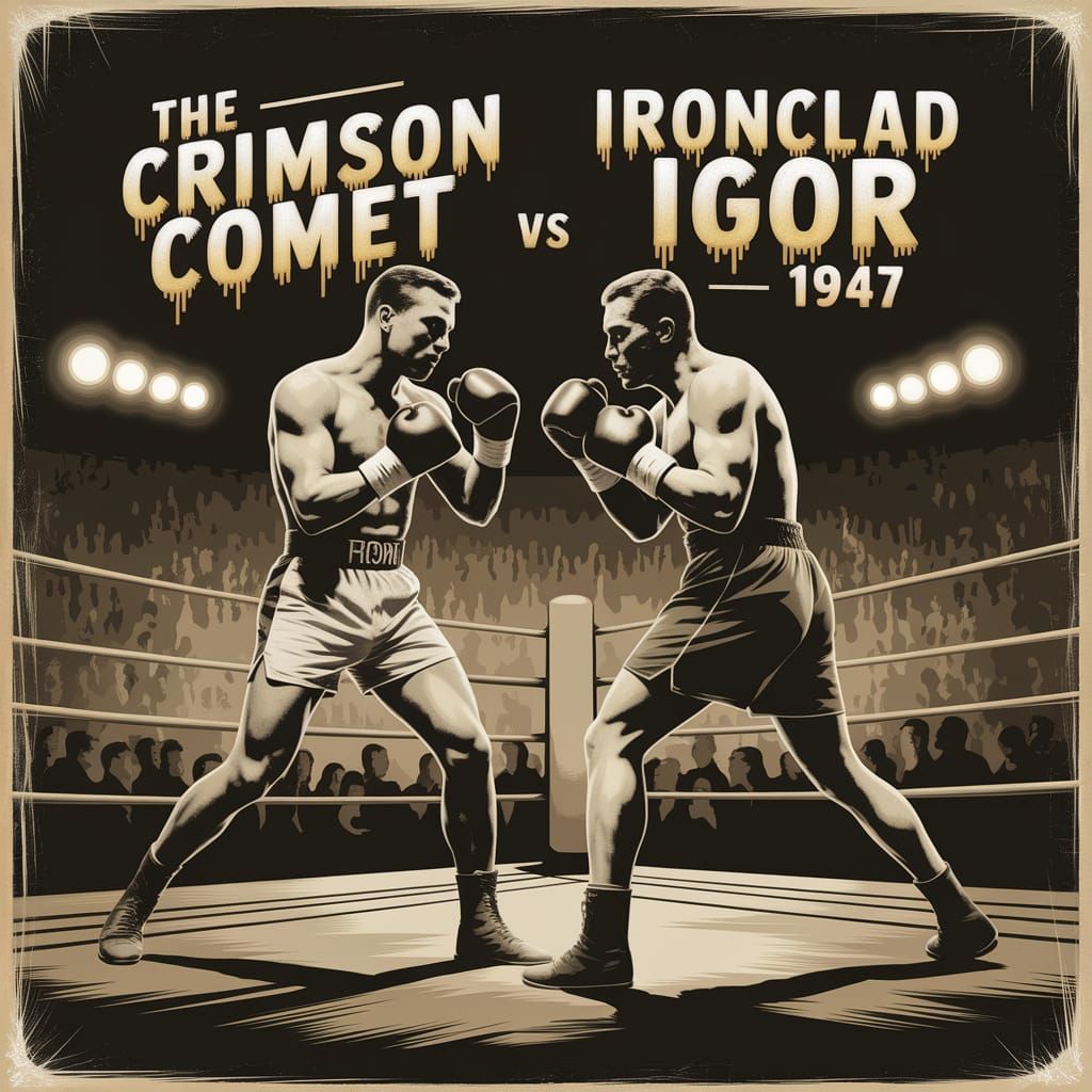 Vintage Boxing Poster with Neon Splash Art Style