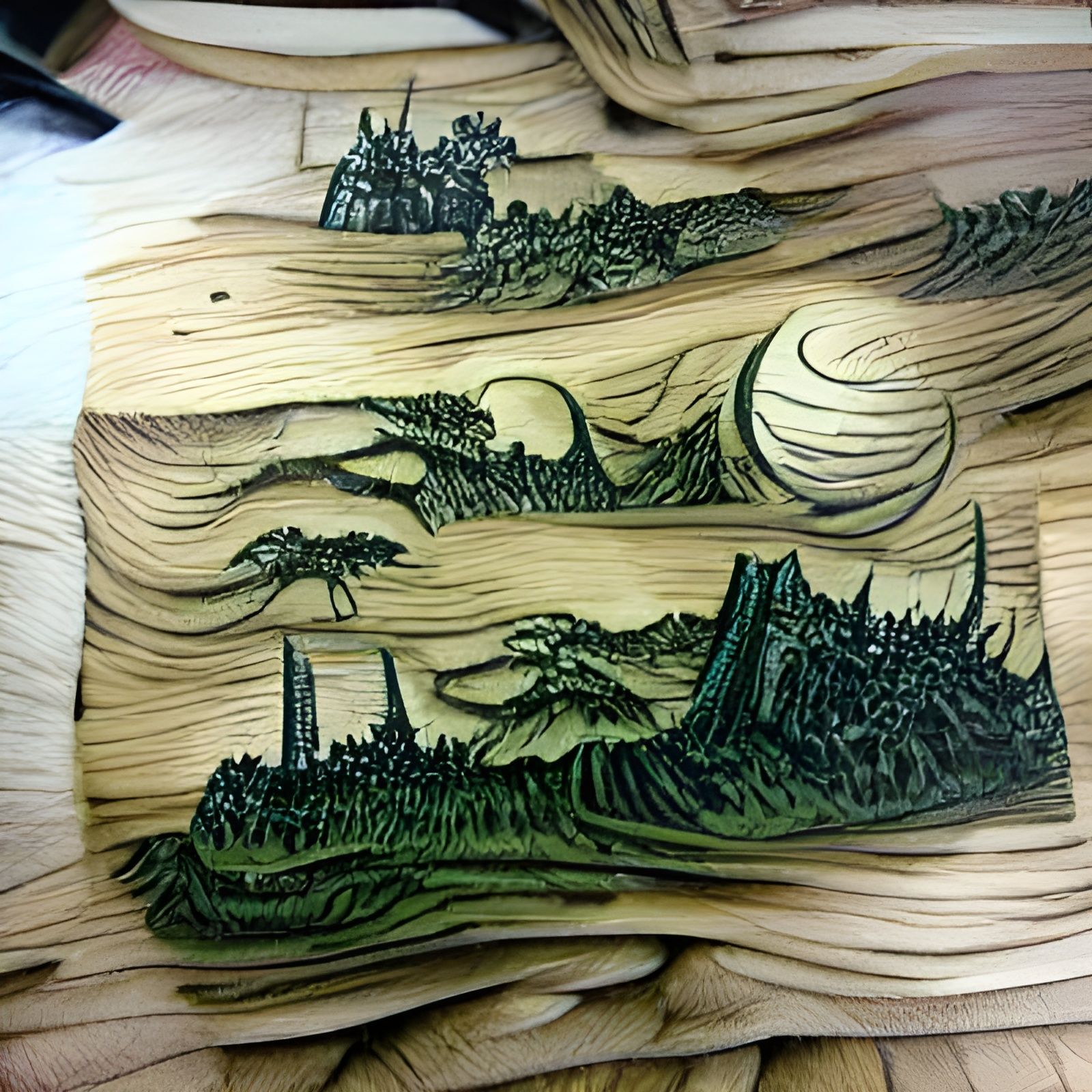 Fantasy Landscape in Woodcut Style