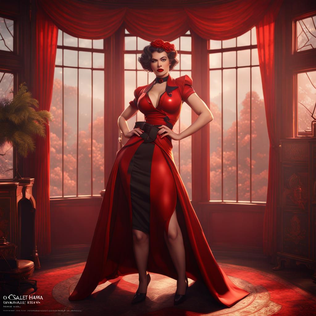 Scarlet O'Hara Pinup in Detailed Matte Painting