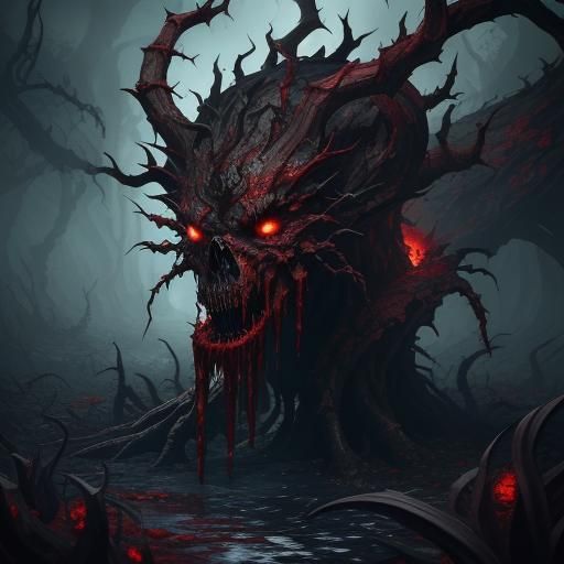 Menacing Thorned Plant Monster in Detailed Matte Painting