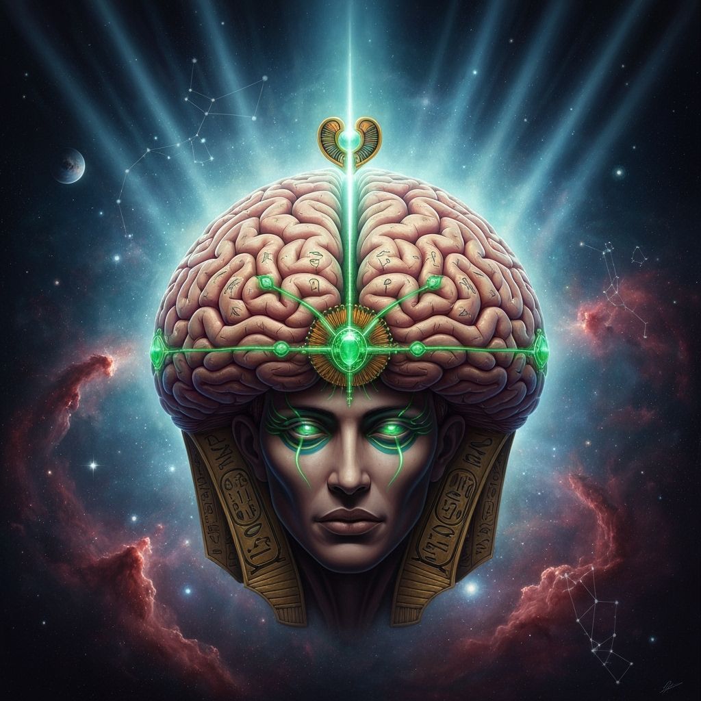 Osiris Reptilian Brain: Surreal Egyptian Cosmic Art