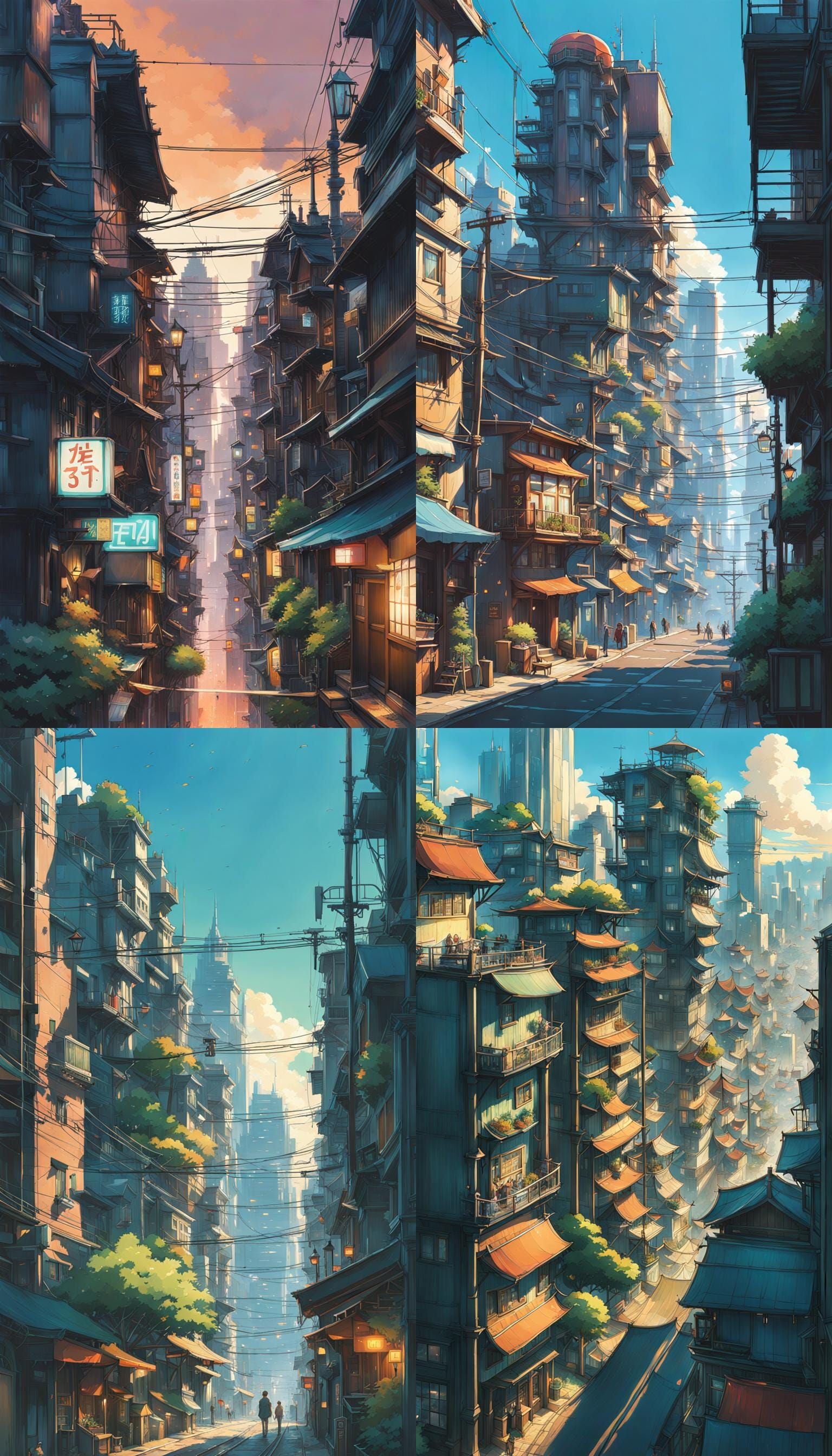 Futuristic Cityscape in Anime Style