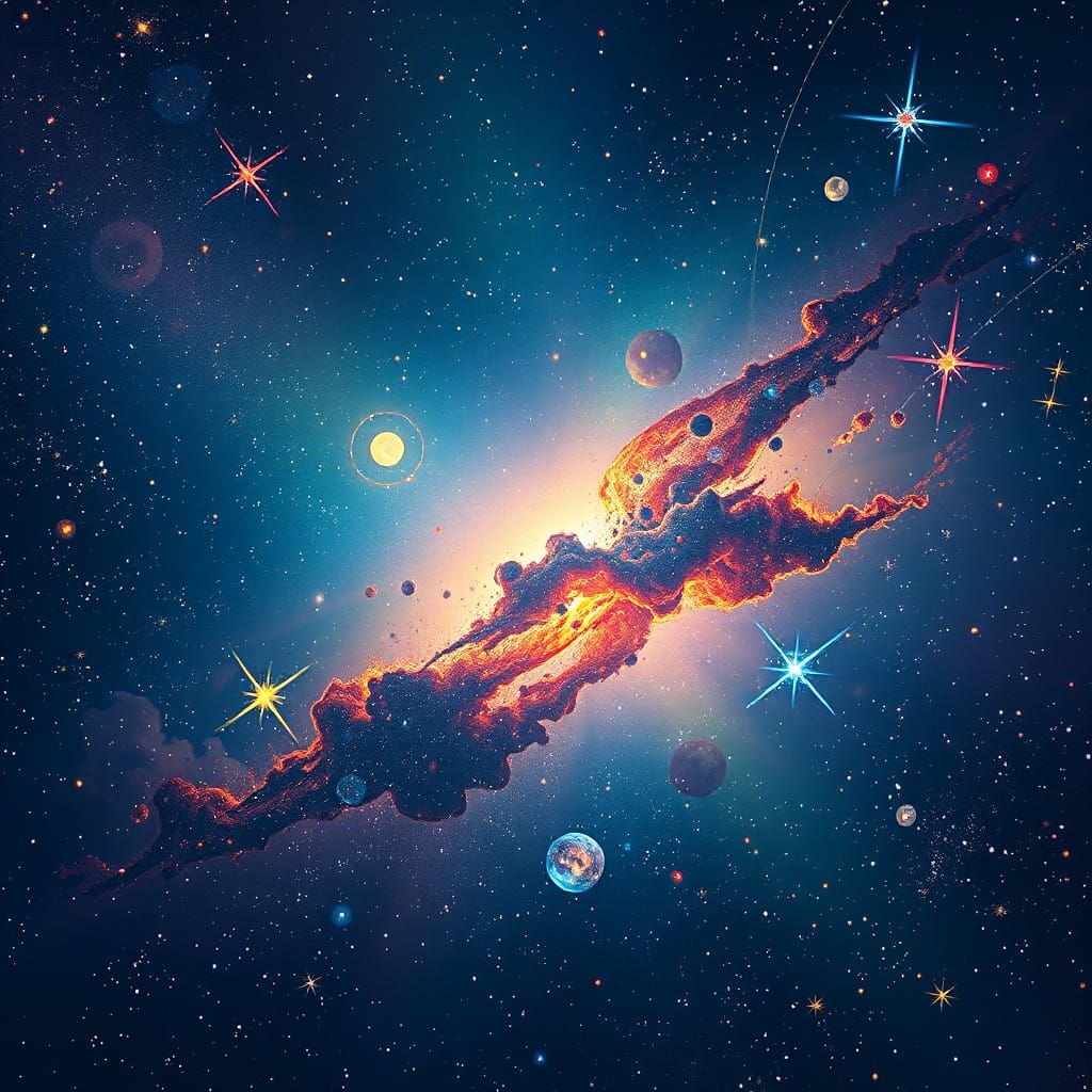 Cosmic Galaxy with Expressive Brushwork