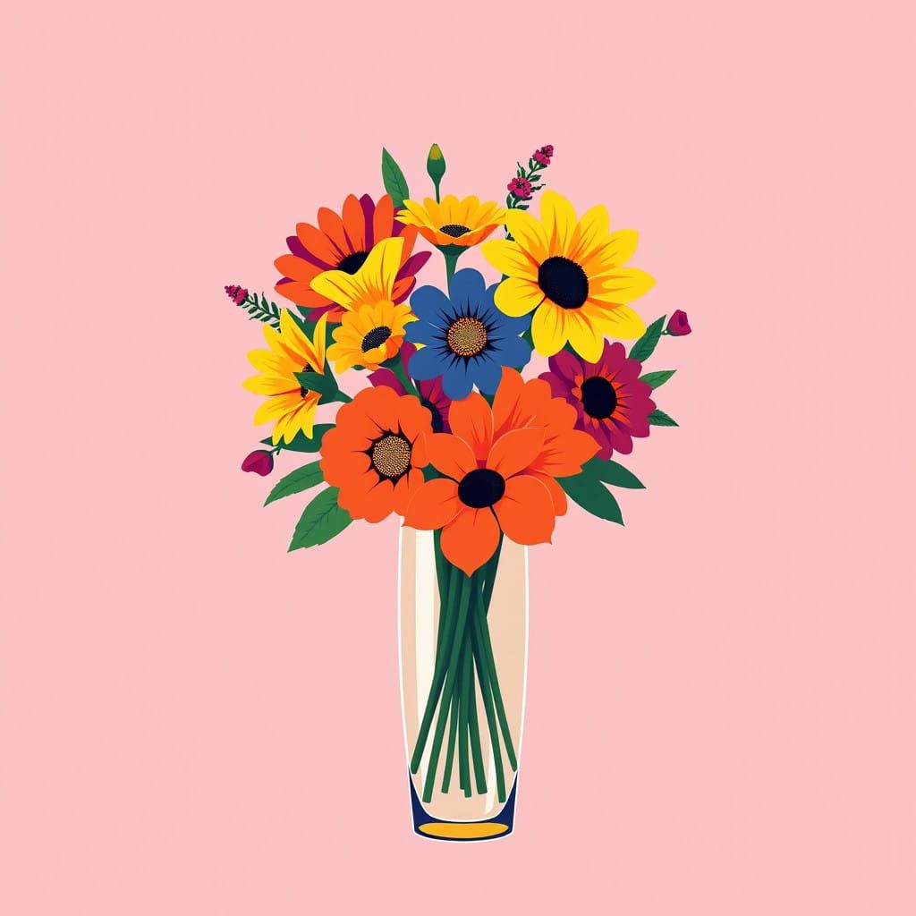 Bauhaus-Inspired Pop Art Floral Arrangement