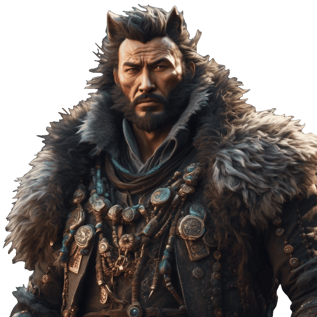 Wolf Mercenary in 8K Vray CGI Style