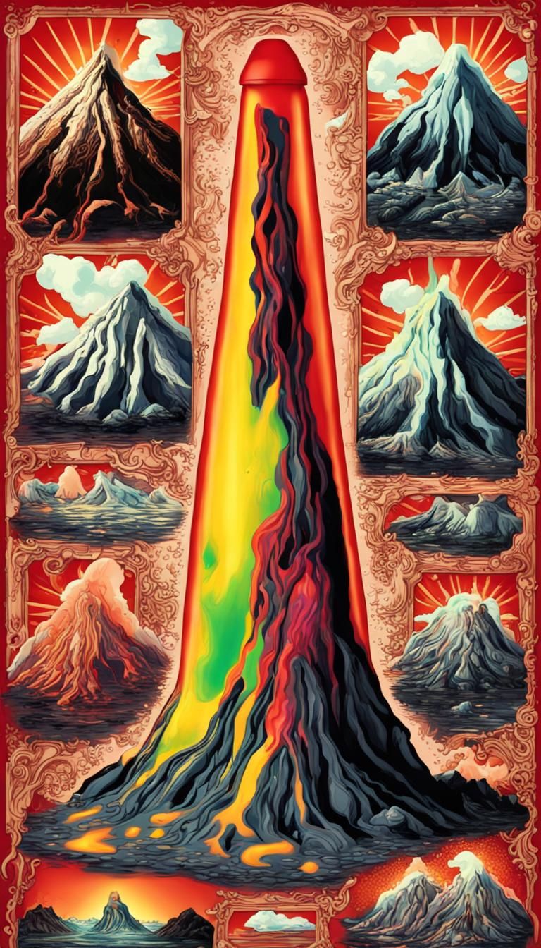 Surreal Lava Lamp Volcano with Vivid Colors