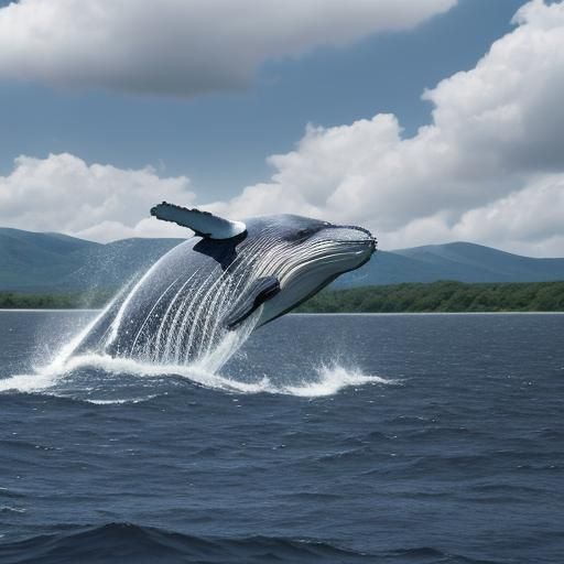 Blue Whale Swimming in River: Origami Papercraft