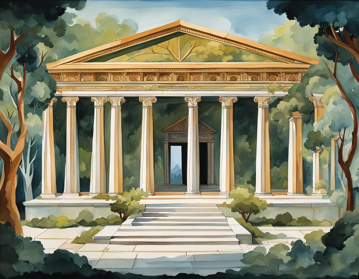 Electra Stage Set Design in Ancient Greek Style