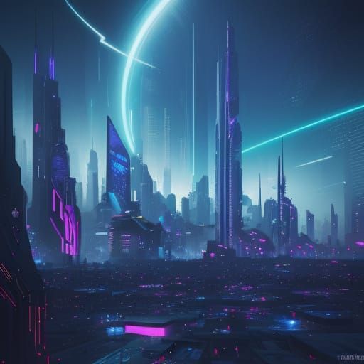 Futuristic City Portrait in Surreal Digital Art