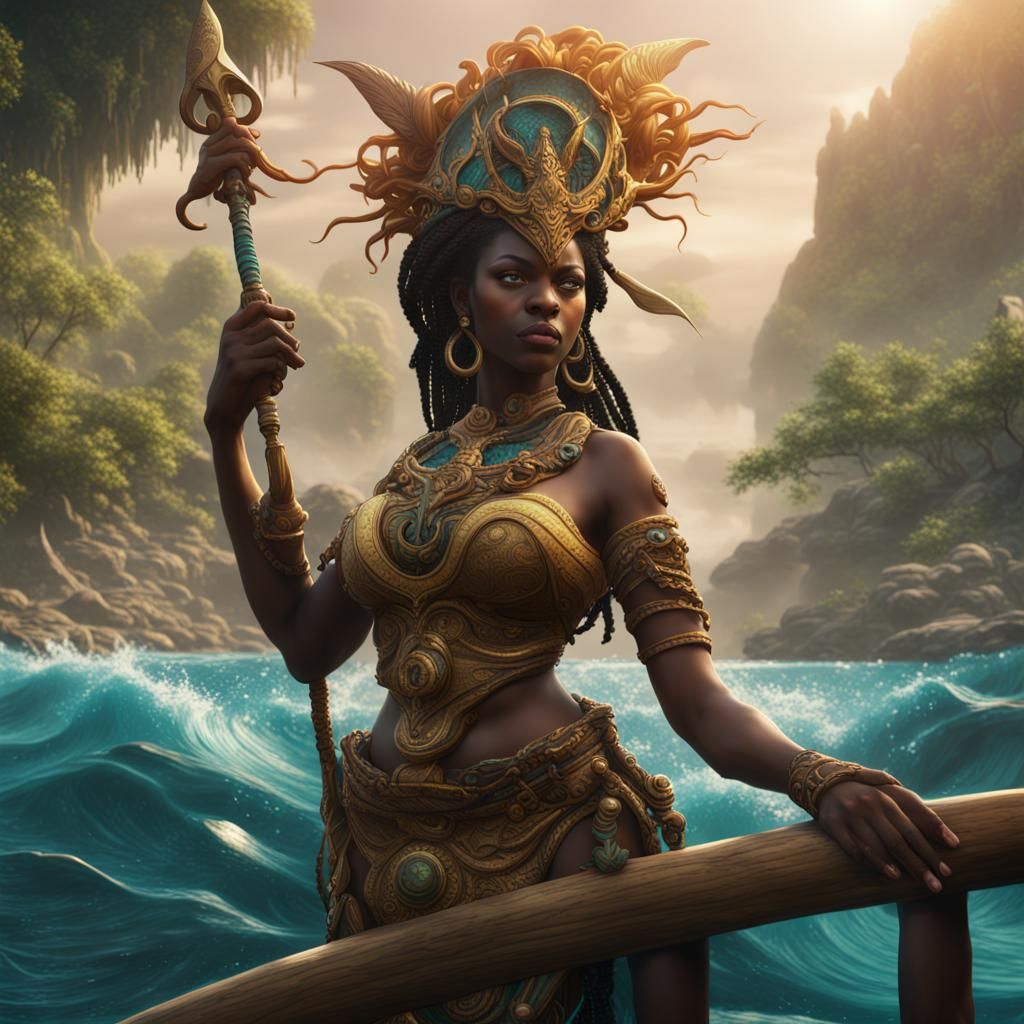 Detailed Matte Painting of Mami Wata in Fantasy Art