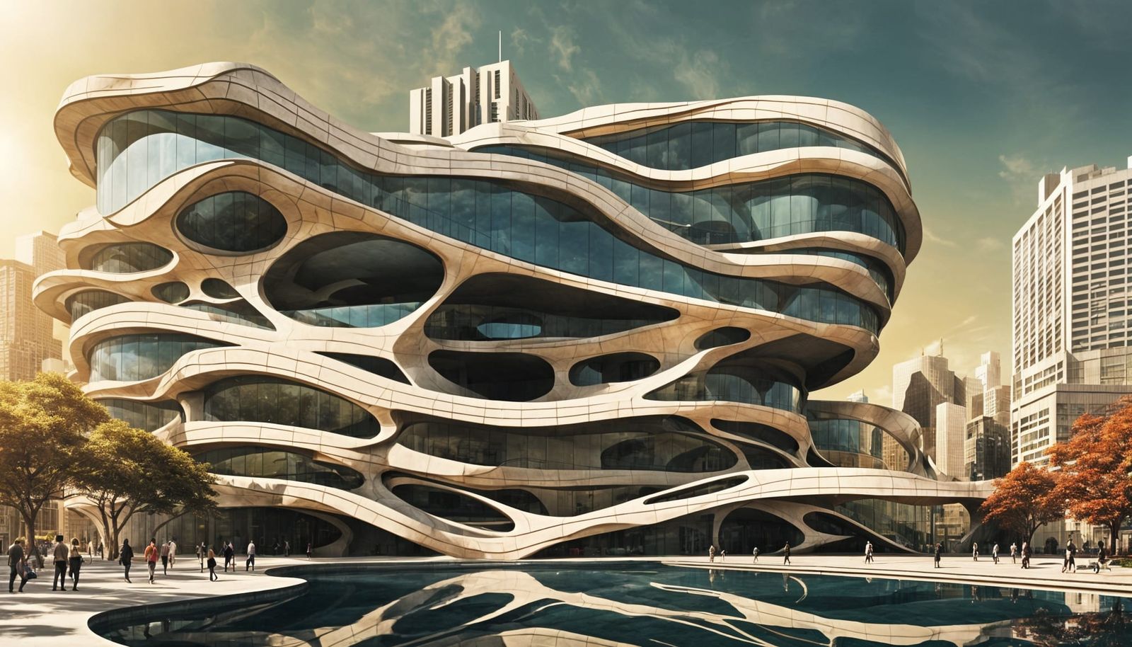 Surreal Concrete Building in Sunlight