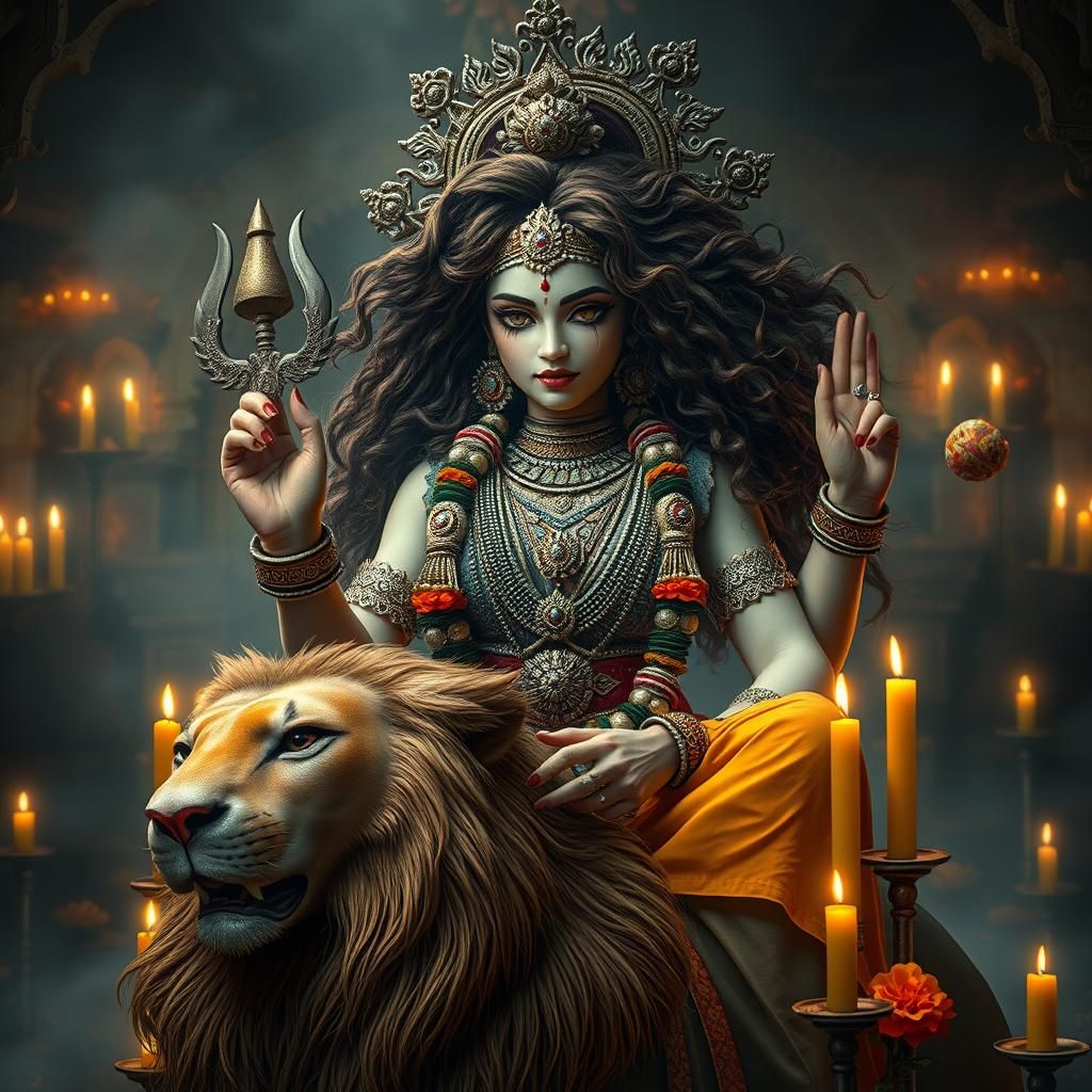 Maa Durga in Ancient Indian Temple