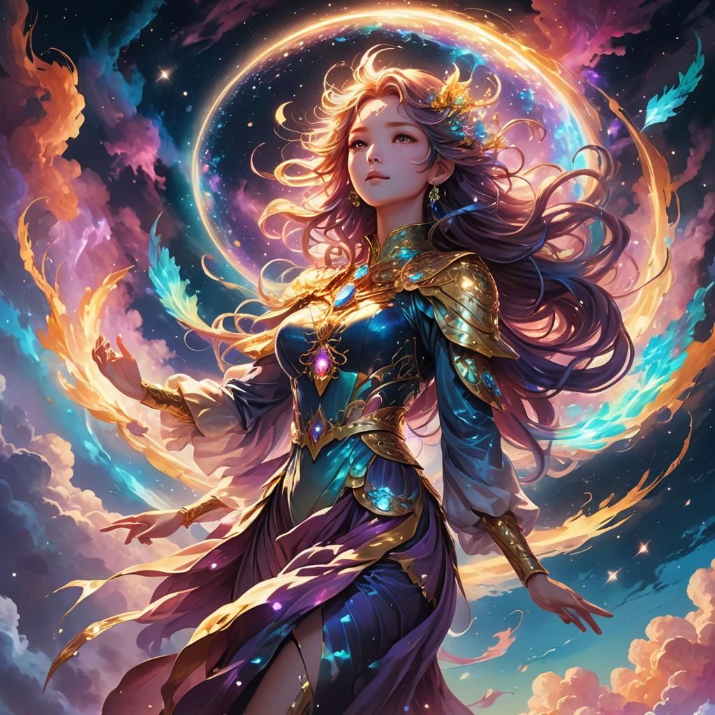 Ethereal Celestial Being in Digital Anime Style