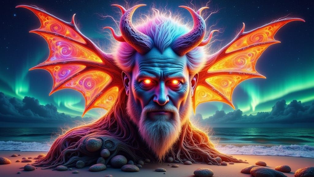 Surreal Elemental Kingdoms Portrait in X-Ray Art Style