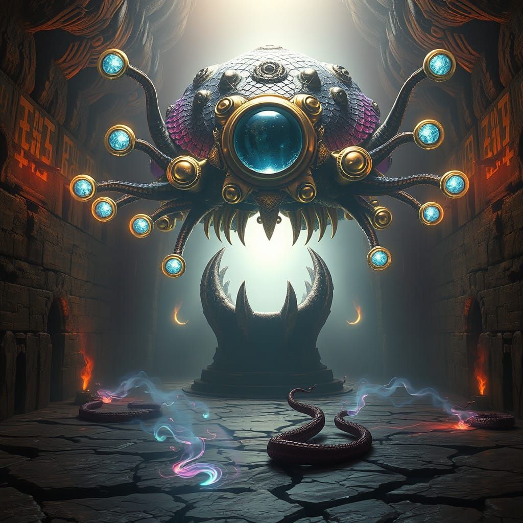Ethereal Beholder-Like Creature Dominates Ancient Temple