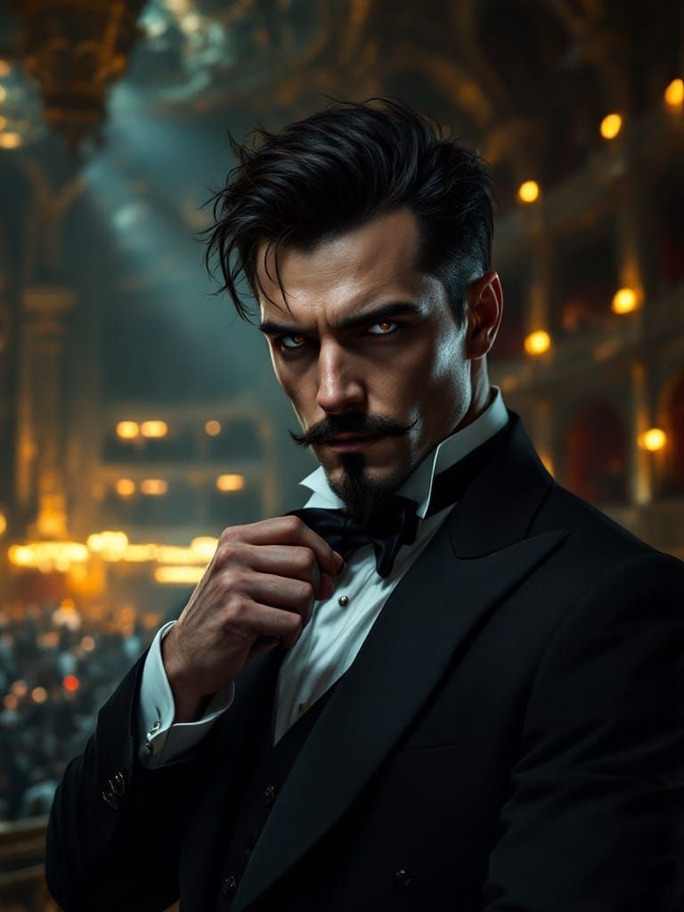 Elegant Lucifer in Steampunk Opera Tuxedo
