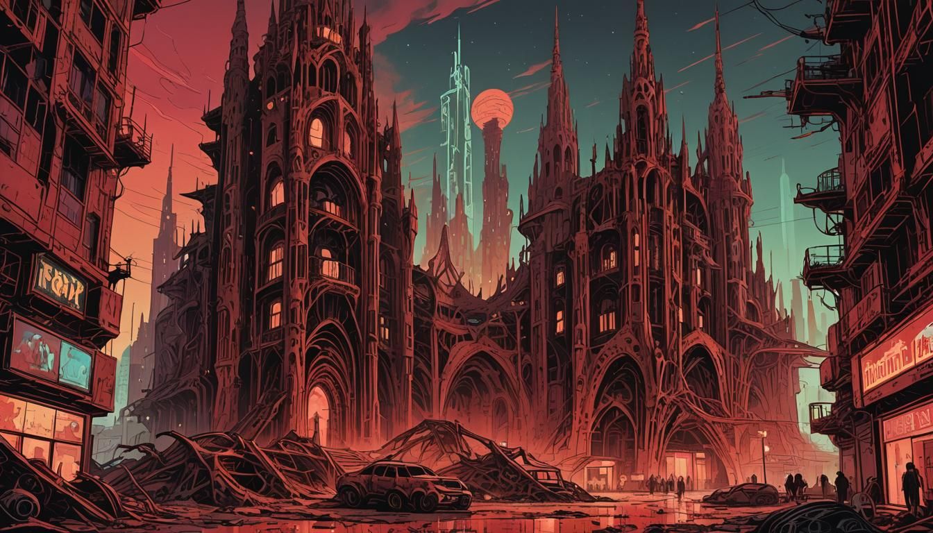 Martian Architecture in Gritty Comic Book Style