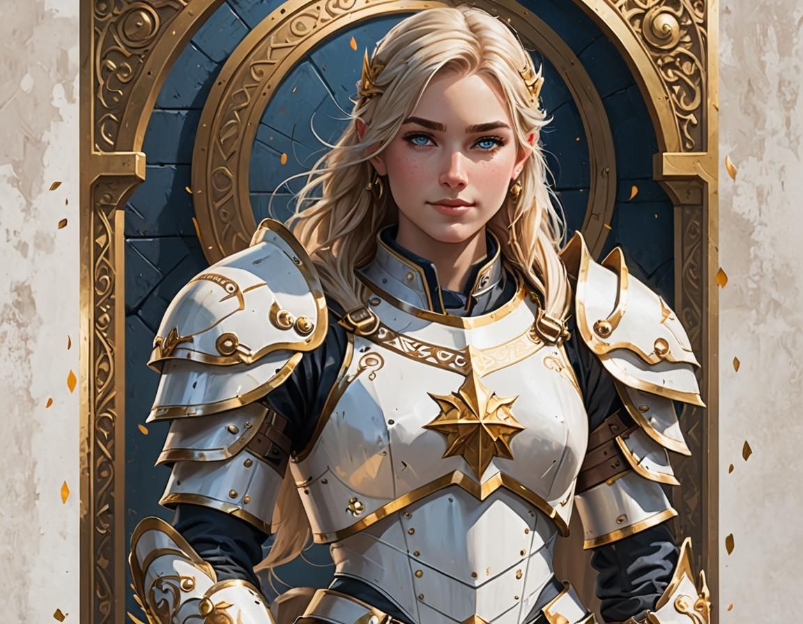 Teenage Paladin in White and Gold Armor