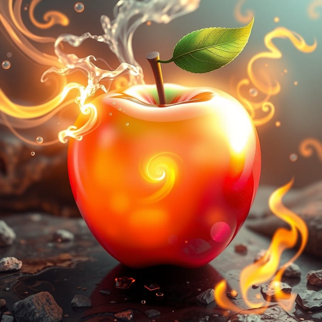 Ethereal Big Apple in Surreal 3D Anime Style