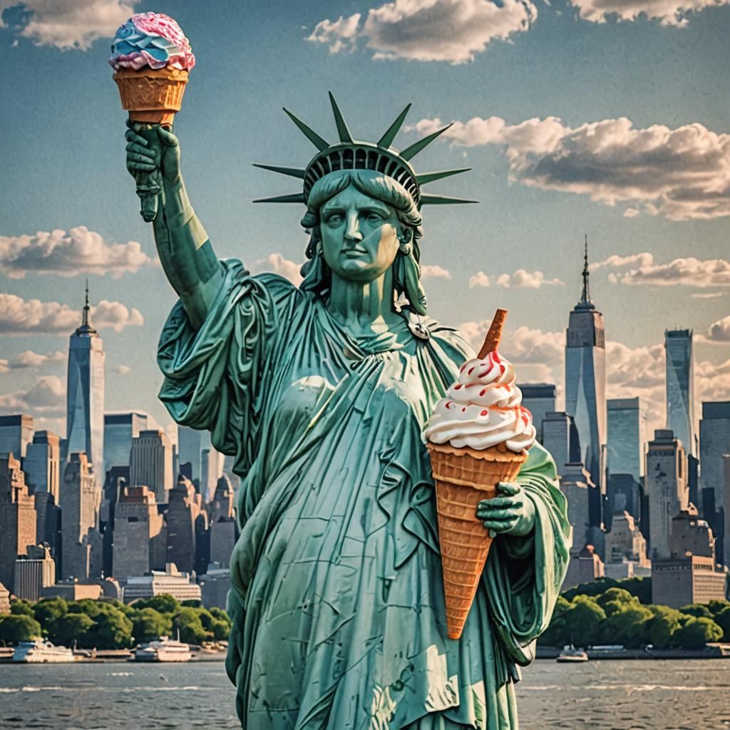 Statue of Liberty Holding Ice Cream Cone
